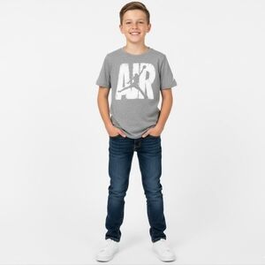Air Jordan Gray Kids T-Shirt Graphic Logo Boys Size Large 12-13 Years Sporty Top